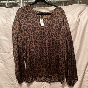 BNWT Banana Republic Tall Long XL leopard blouse